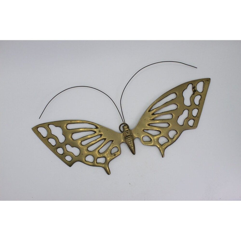 Brass Butterfly Wall Decor – Pierced Wings, 10 Inch Vintage Korea
